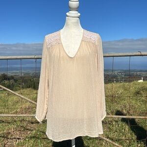 Current Elliott Peasant Top The Picnic Gauzy 
V Neck Cottage Nude Size 0 XS